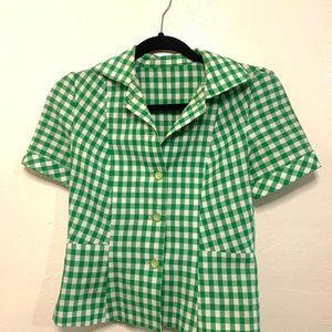 Vintage 1960s Gingham Blouse